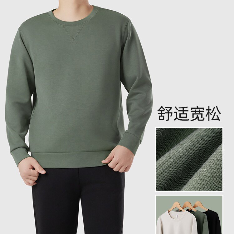 鹿岛什物纪WDX10014男式简约圆领卫衣26秋冬新款舒适透气宽松卫衣图片