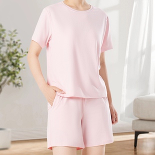 鹿岛什物纪AAT20972女式透气家居服宽松T恤轻薄休闲短裤家居服