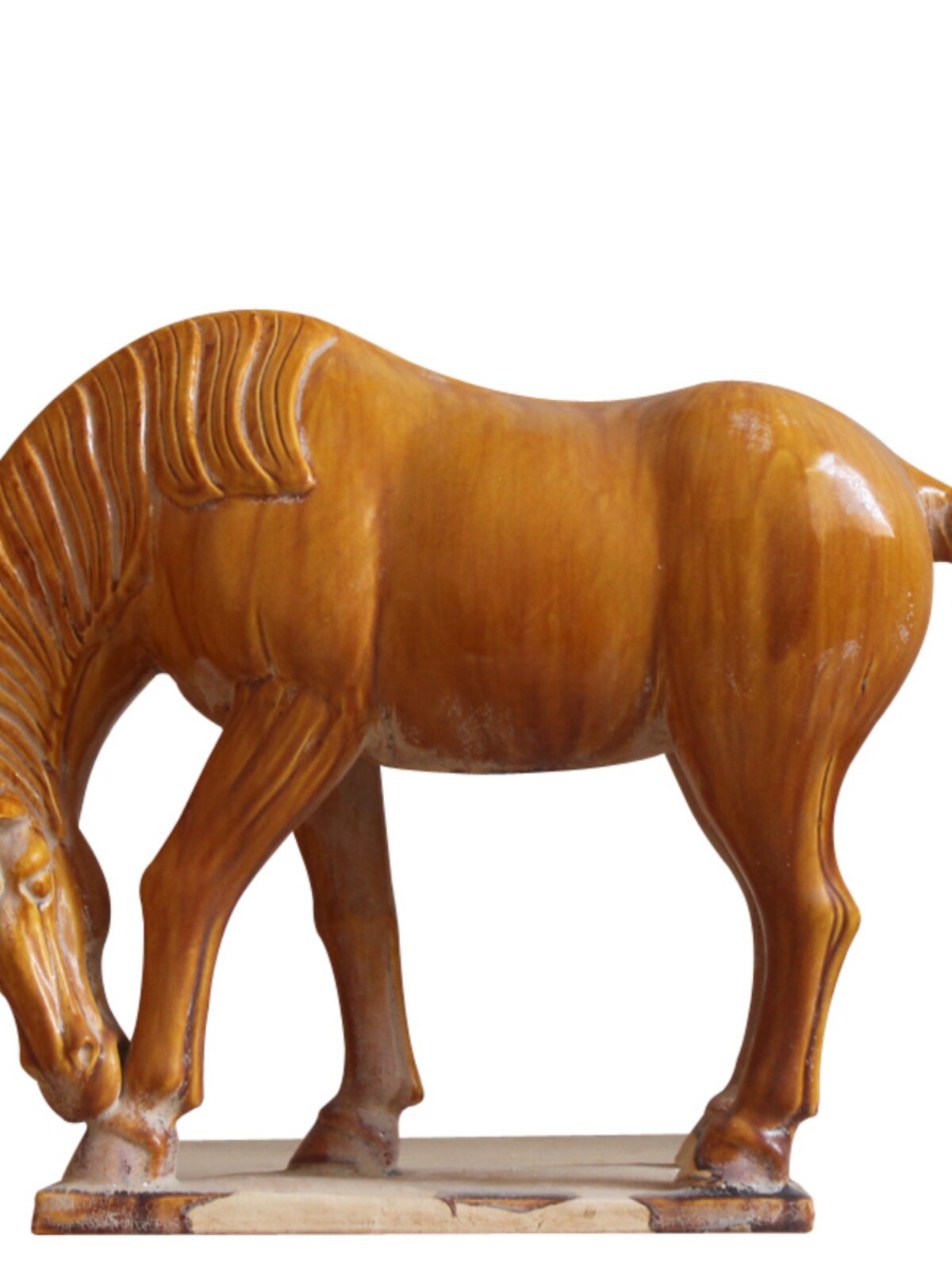 仿古做旧陶瓷马唐三彩马摆件啃蹄马饮水马古董收藏酒店客厅摆设品