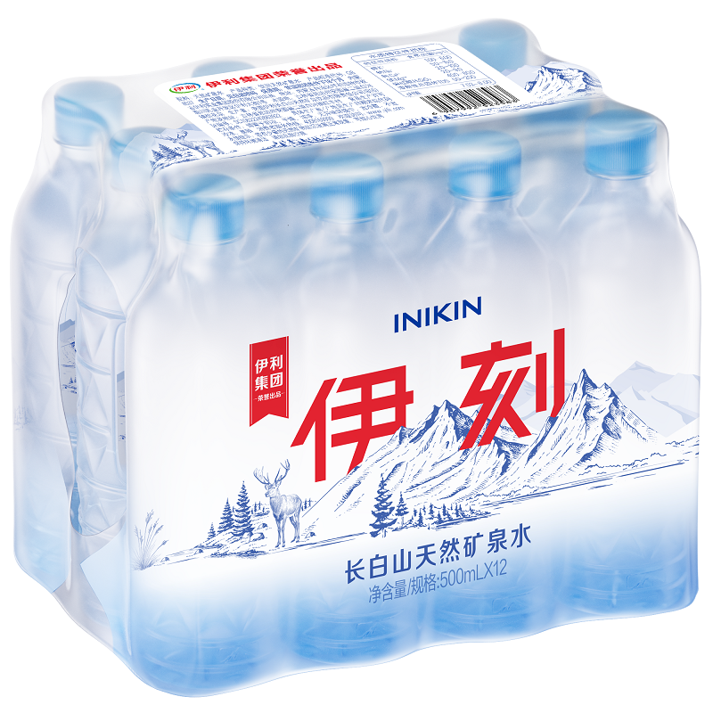 伊利伊刻活泉长白山天然矿泉水500mlx12瓶 整箱瓶装批发