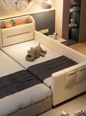 0儿储物拼接A床白色男ZFD孩女孩栏单人童床婴儿带护公主床加宽小