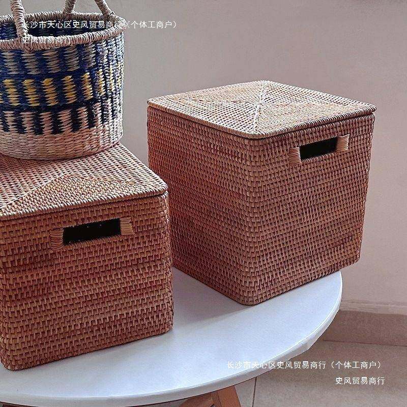 越藤编16144纳收筐美篮式编织茶几杂物桌面长方形筐南篮子