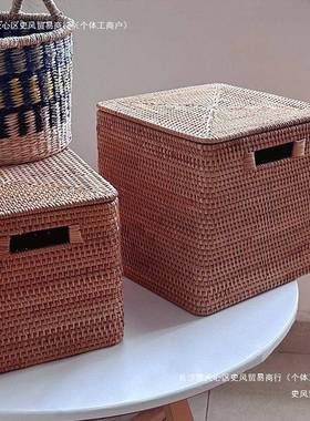 越藤编16144纳收筐美篮式编织茶几杂物桌面长方形筐南篮子