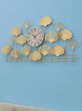 厅奢新中式轻时铁艺33478镂空时尚不锈钢挂钟客墙面静音钟表挂墙