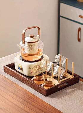 网红款藤花电陶炉家用内室加厚玻璃紫耐高温水茶分离煮87365茶器