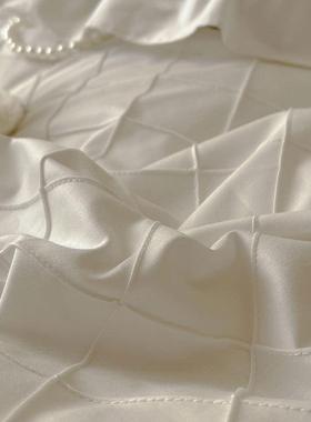 法套式轻奢白色棉WZX床上四件套主公风纯棉蝴蝶结被床单全床裙款