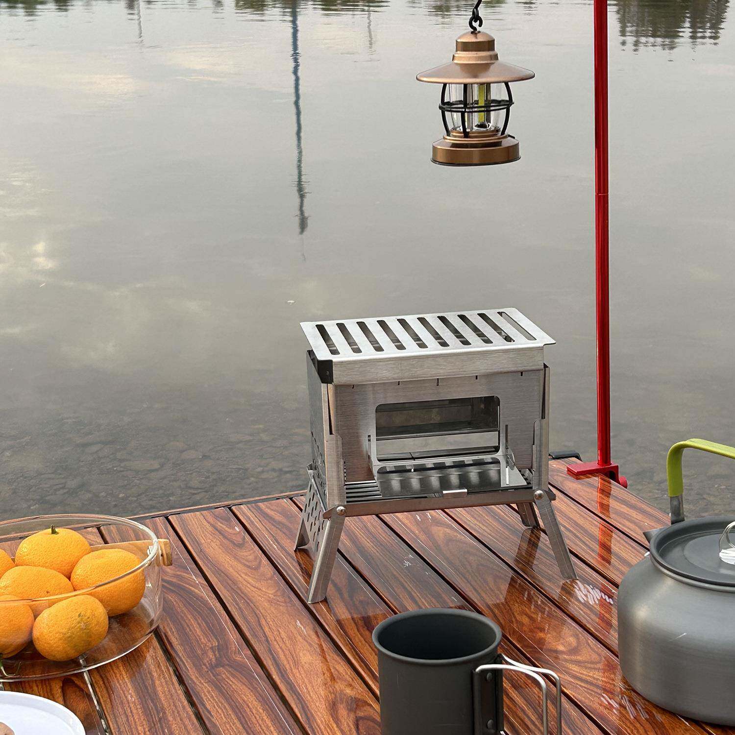 外折叠烧炉烤户架不锈钢外柴45664火炉野营取暖炉BBQ烤肉迷你野焚