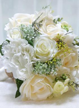 恒天永使花束86仿花玫瑰绢7花户外森系婚礼真新娘手捧花87540婚庆