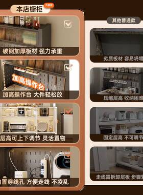 岩板厨房置18170物架边餐边储物落功地橱多层微波炉多能收纳碗柜
