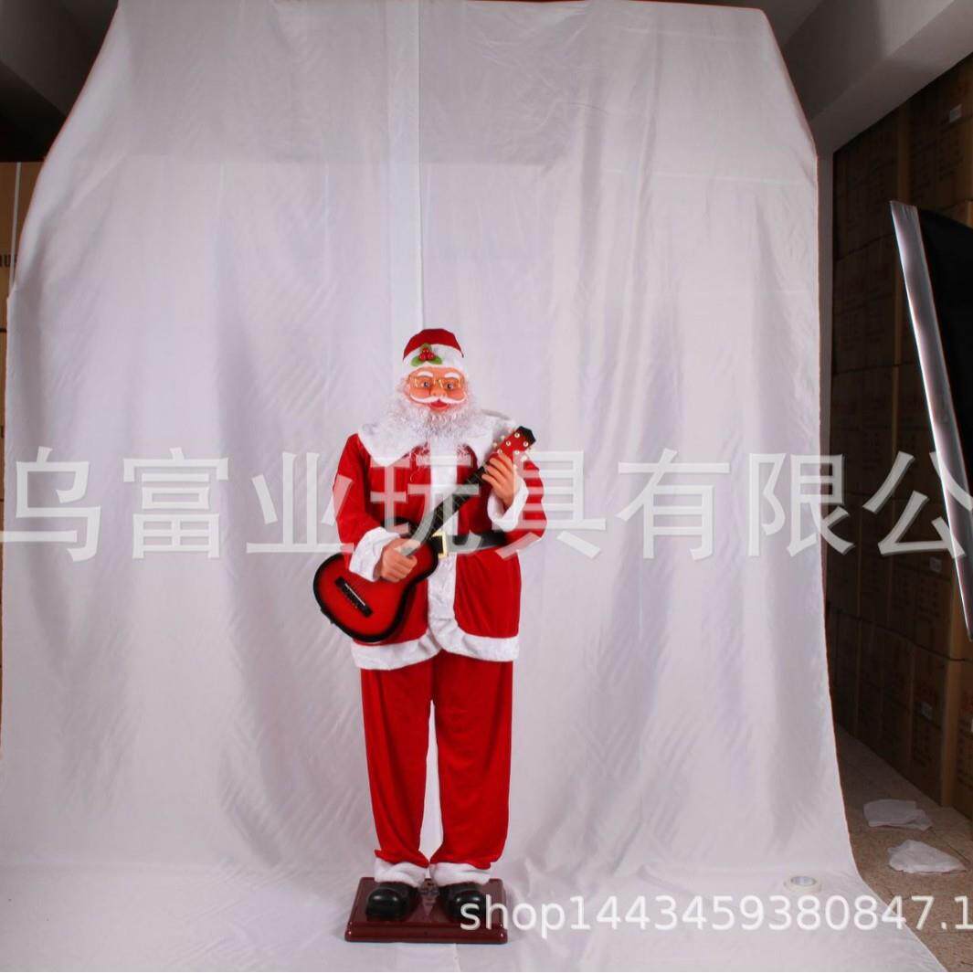电动感8应音.乐圣诞喜老人圣EKV诞装饰品1M弹吉它老人酒店装饰品