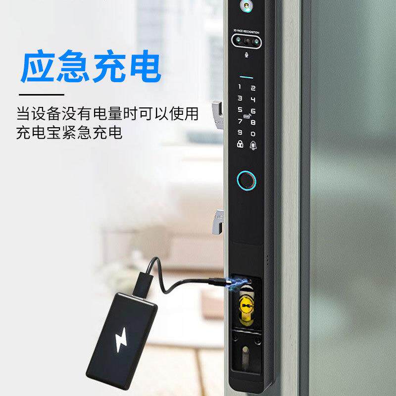 人脸开识别全自动KXY断铝智能锁纹刷脸铝合金防指水桥庭院平门密