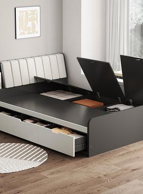 新款实木榻储24894物榻收纳床卧室家用软包米床网红床小户型榻榻