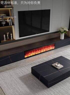实木岩板壁炉23193电柜简仿约现代客厅实木茶白色黑色真火焰视几