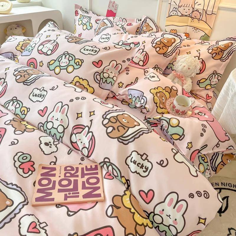 小碎花洗棉四套件套床上用品单人DJJ单被罩学床生水宿舍工厂