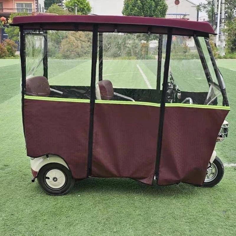 电厚动三轮车车棚雨篷老年步代挡风帘超厚加皮ETD革透篷明雨帘布