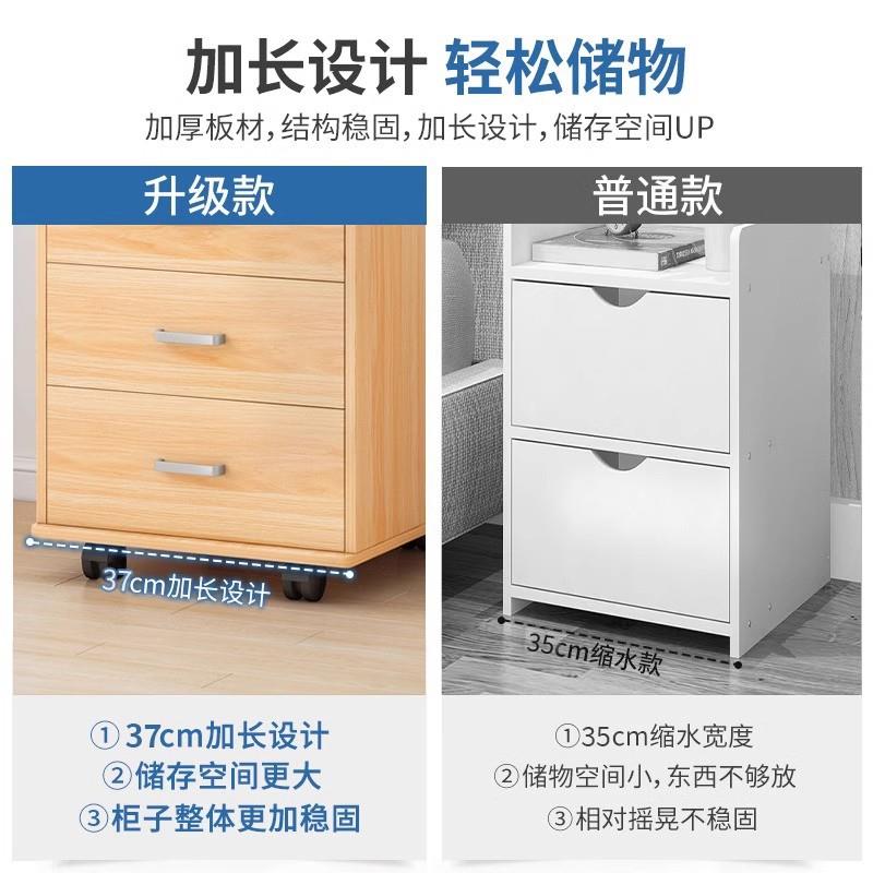 文件柜办公室桌下收纳柜带锁矮柜抽屉柜木质边柜储物柜落地小柜子