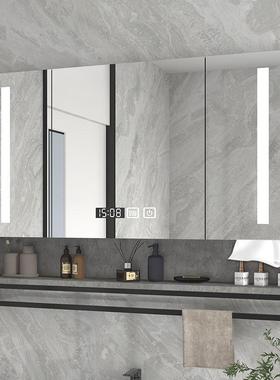 浴妆镜柜挂墙式洗手卫eNax4m8e生镜子带置物架梳台储室物镜间箱实