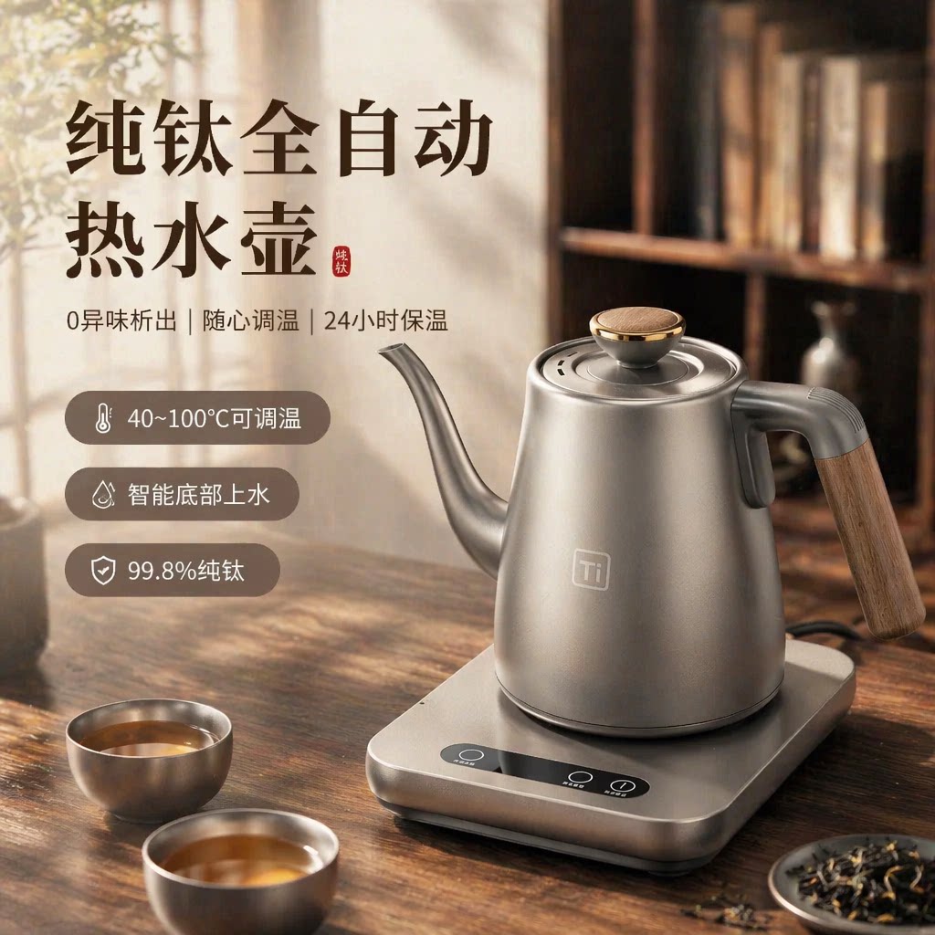 金格仕24h恒温烧水壶纯钛底上水