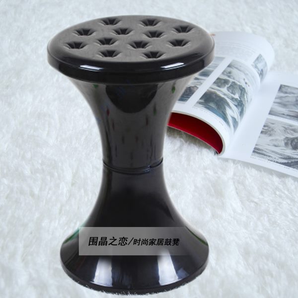 新款时尚家居收纳圆鼓凳可拆塑料圆凳折叠凳子椅子酒吧板凳加厚料