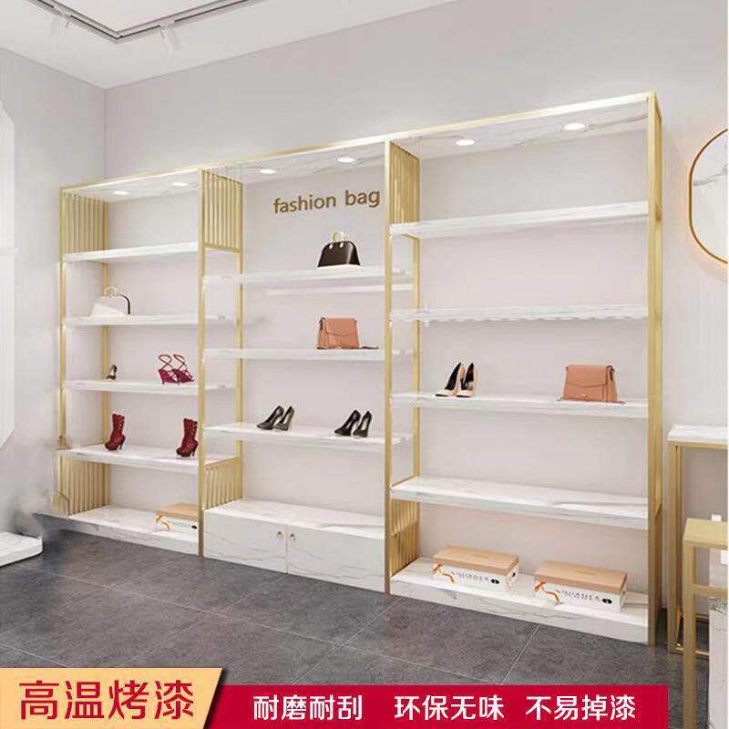 鞋店鞋架展示架落地置物架童鞋店铺商用陈列柜多层实木带灯货架子