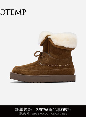 cotemp Elysium Shearling Boots 25FW翻折绑带羊毛中筒雪地靴子