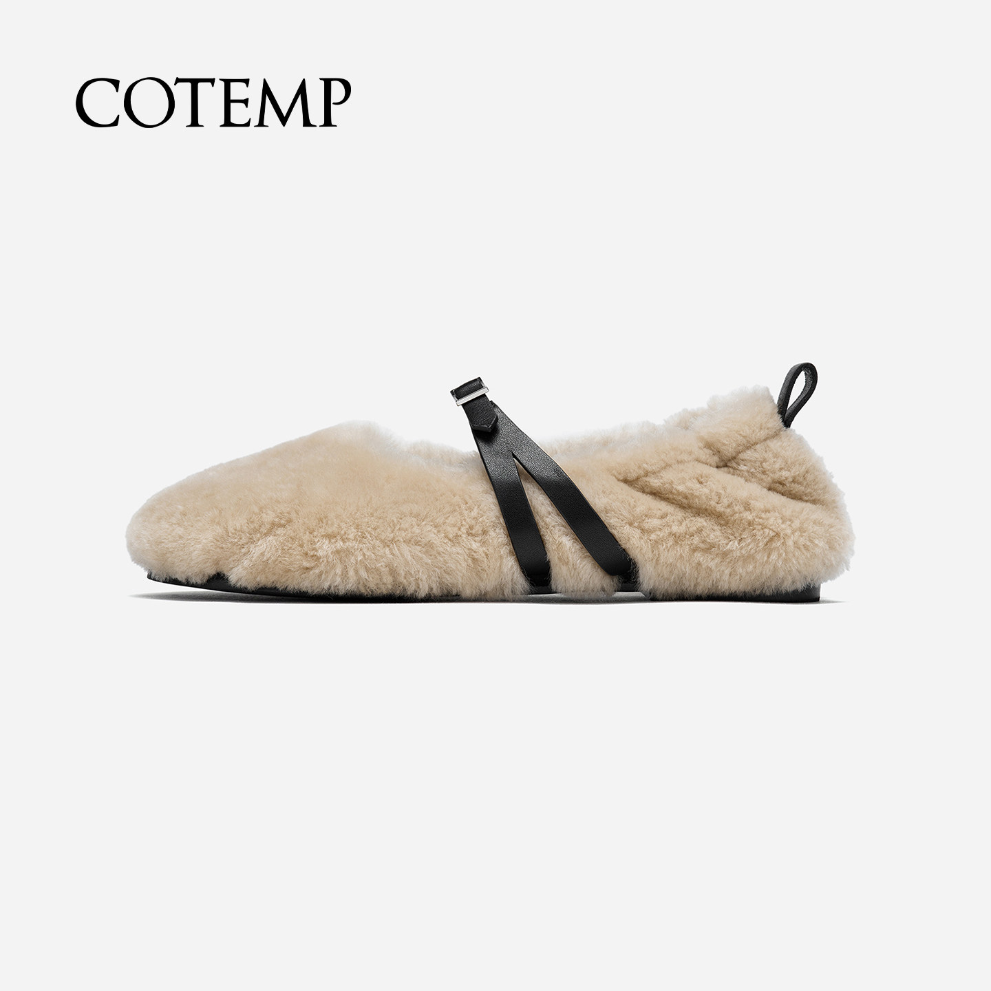 cotemp方扣羊毛奶奶鞋