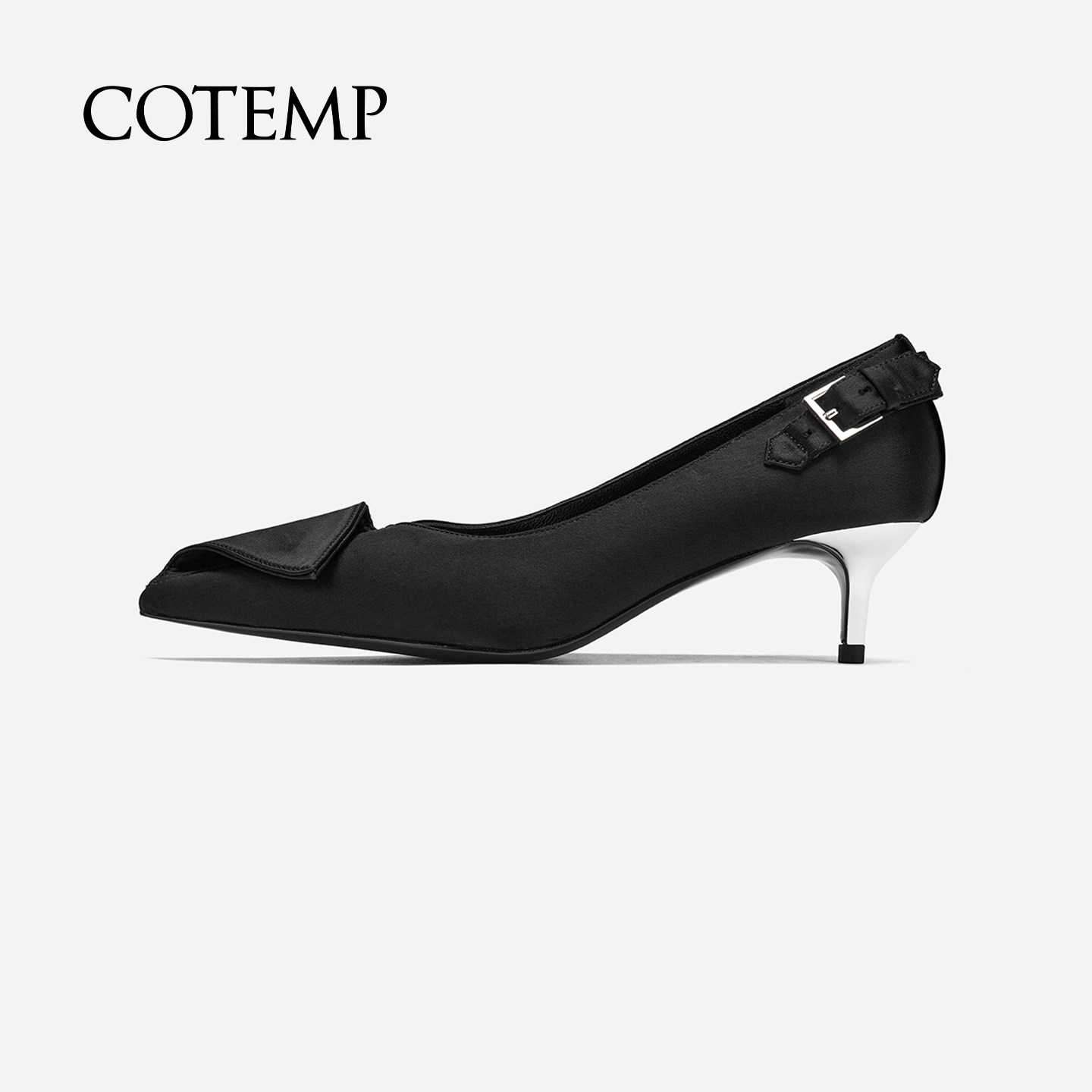 cotemp简约金属扣尖头鞋