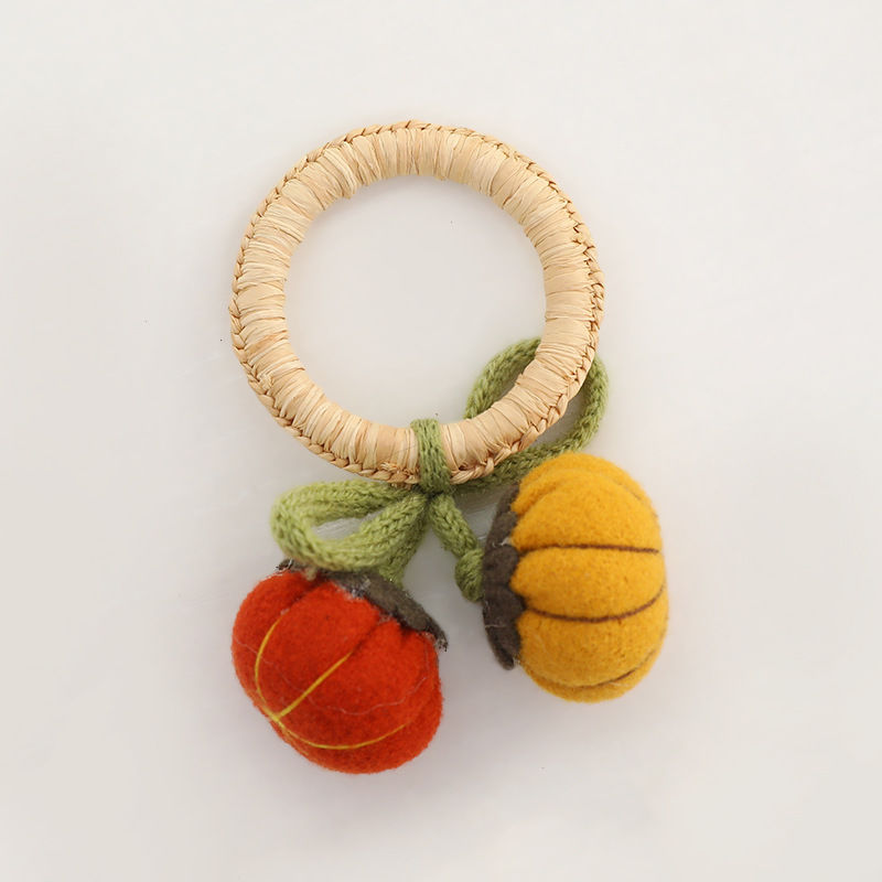 2025手工编织餐巾环套装方巾扣南瓜中式口布圈环保草编纸巾环赠品