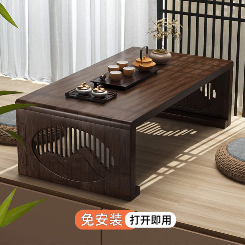 飘窗小桌子榻榻米茶桌实木日式炕桌新中式床上折叠小茶几阳台矮桌