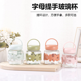 字母隔热杯套胖胖杯玻璃杯女简约便携迷你牛奶咖啡饮料随手杯子