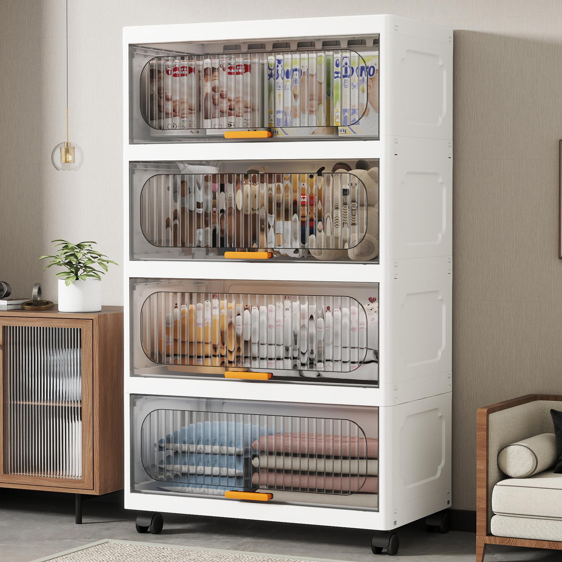 加厚大容量翻盖收纳柜子储物柜卧室塑料五斗柜客厅零食置物架家用