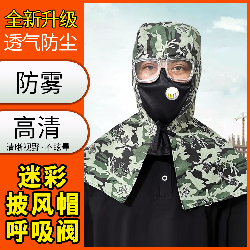 防风防尘护目面罩全封闭劳保帽