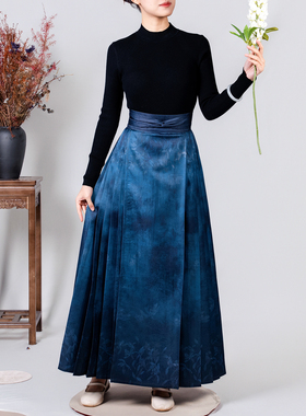 爱奇葩【馨兰】原创新款兰花日常百搭马面裙女新中式汉服半身裙