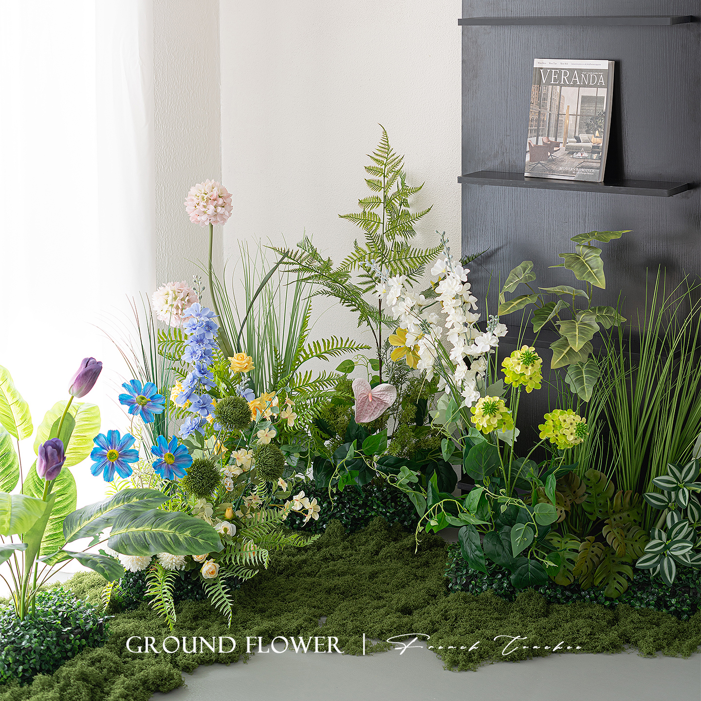 高级感仿真花绿植花槽装饰摆件