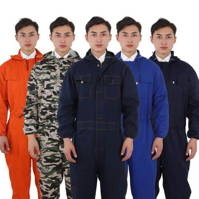 连体工作服牛仔纯棉加厚套装冬季男女电焊汽修喷漆机修防尘劳保服
