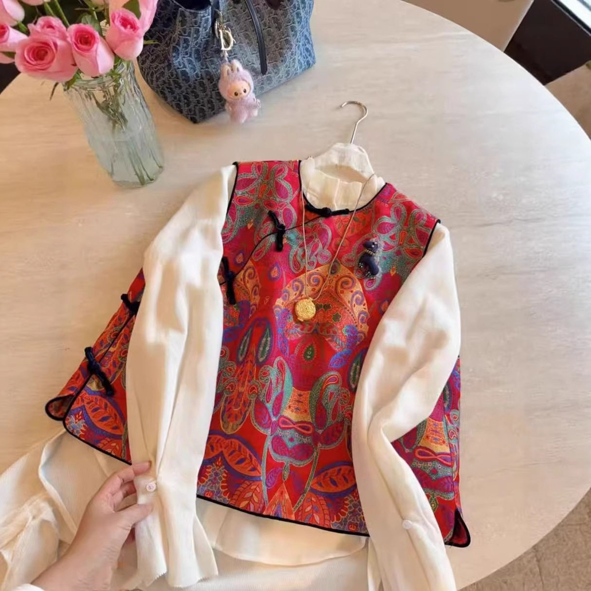 2026早春款端宋锦织锦提花新中式国风女装复古坎肩马甲高级感上衣