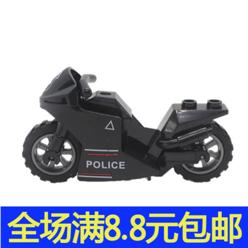 国产小颗粒积木特警巡逻摩托车兼容国产儿童拼装积木玩具骑警