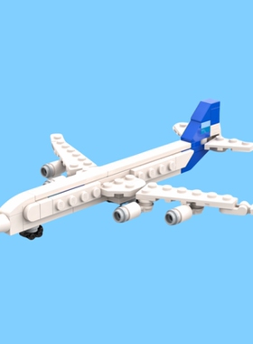 国产小颗粒积木 迷你款空客A340客机 飞机模型拼插益智玩具
