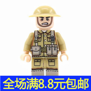 小颗粒积木英军人仔单款二战战争场景搭配兼容积木 孩子拼装玩具