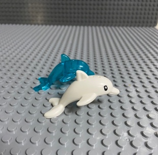 中国国产积木国产配件动物系列场景装 海豚 饰约4CM 13392 MOC兼容