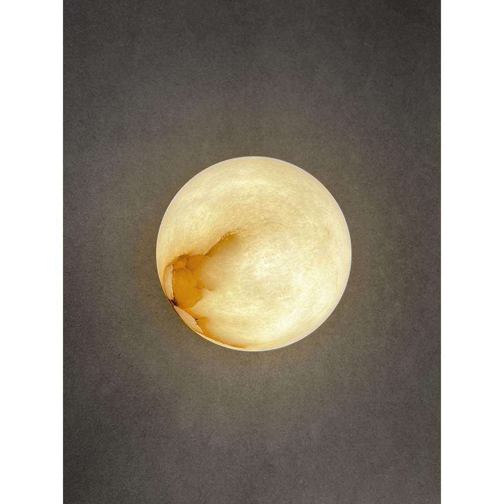 西班牙云石壁灯圆球灯复古中式侘寂风中古设计师款极简卧室床头灯