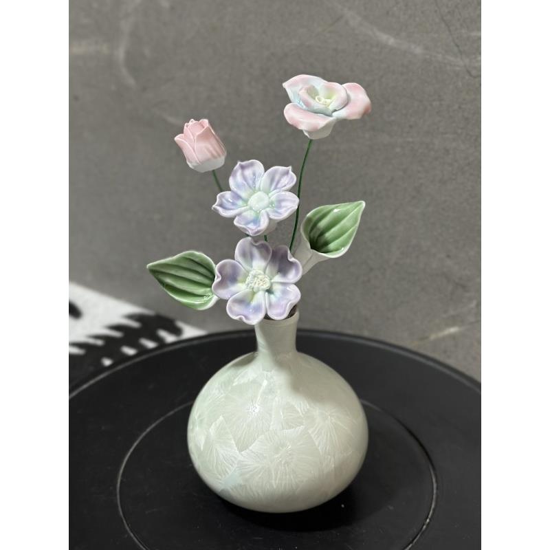 【专属搭配】景德镇陶瓷花手工瓷花小饰品彷真花迷你小花瓶摆件