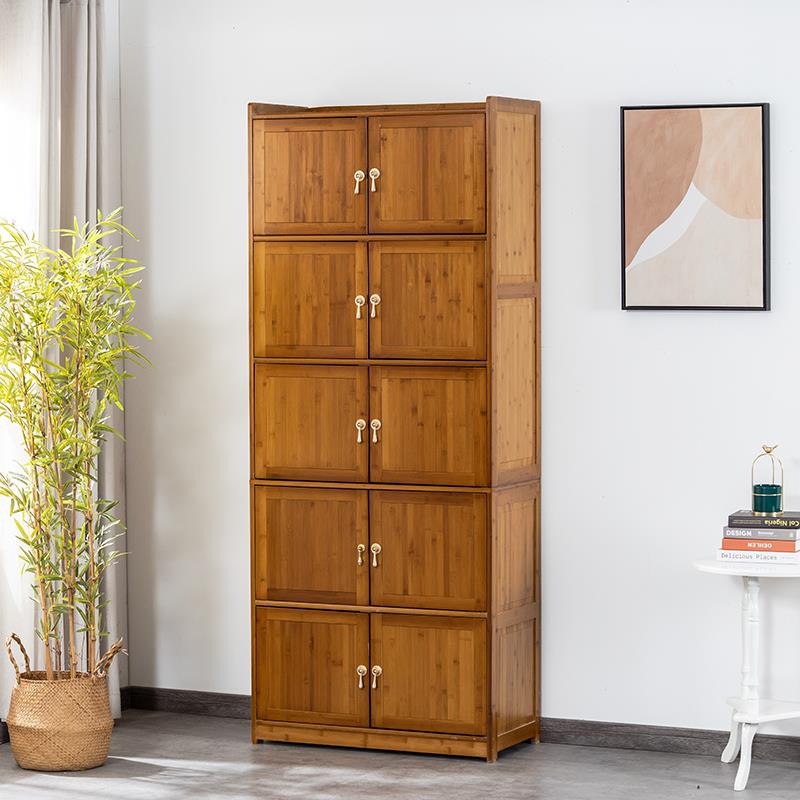 全竹楠竹餐柜柜子收纳柜家用收纳杂物柜厨房置物架卧室简易衣柜