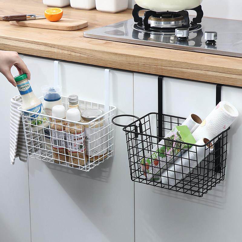 铁艺挂篮免打孔浴室置物架厨房柜门挂架收纳筐壁挂柜门储物置物篮