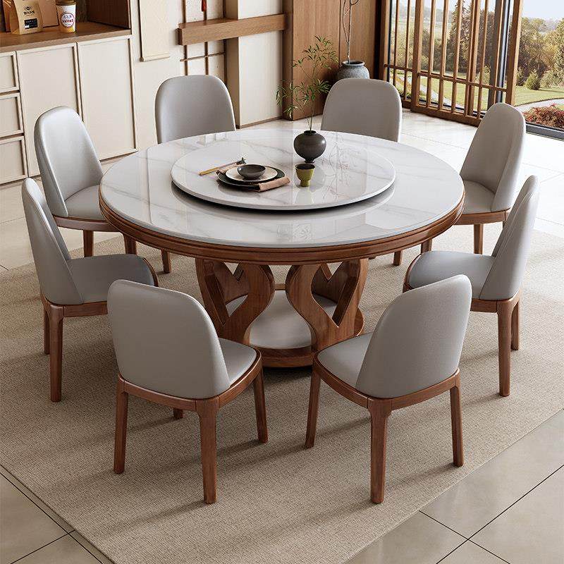 实木岩板餐桌中式2025新款家用小户型客厅饭桌大圆桌椅组合带转盘,住宅家具,岩板餐桌,淘宝优惠券,粉丝福利购,淘宝优惠卷