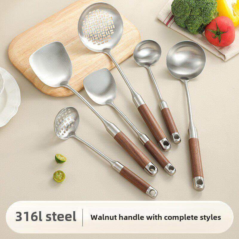 316L不锈钢加厚烹饪铲滤锅小汤勺家用厨房用具煎勺套小铲子