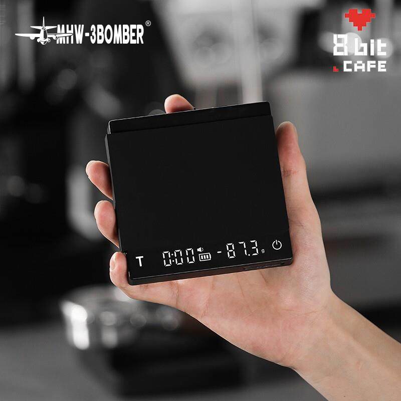 轰炸机MHW小魔方电子秤 意式手冲咖啡秤 mini可充电称重计时 黑镜