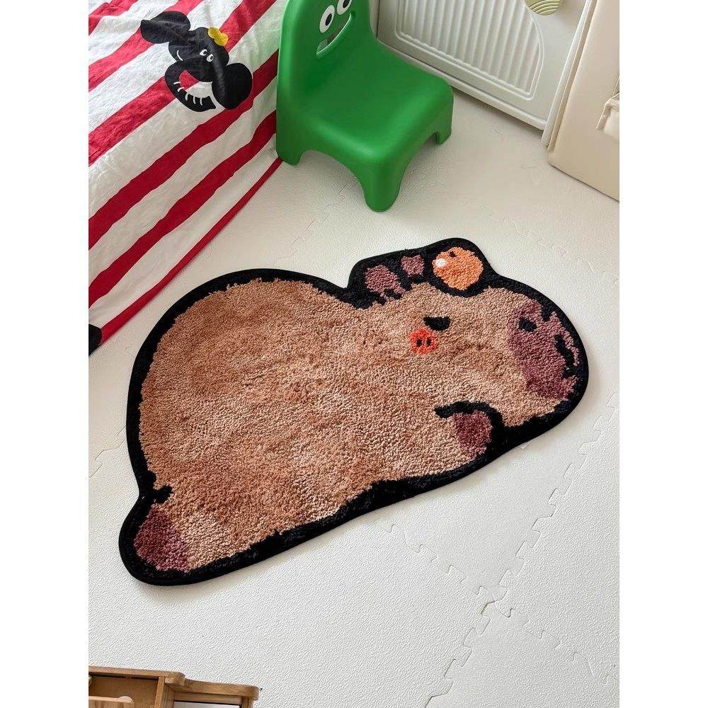 定做卡皮巴拉卧室床边毛绒地毯客厅彷羊绒脚垫衣帽间地垫防滑脚垫,居家布艺,家用脚垫,淘宝优惠券,粉丝福利购,淘宝优惠卷