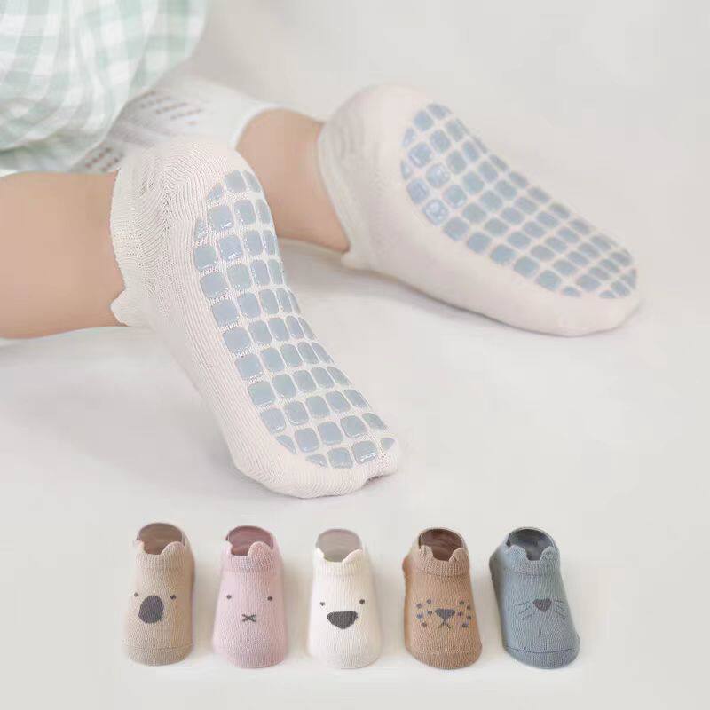 全棉婴儿童学步地板袜夏季薄款男女宝宝纯棉防滑室内隔凉幼儿船袜