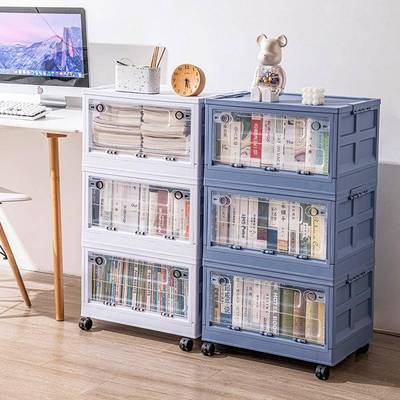 多层收纳箱家用整理大容量透明双开门侧开衣物储物防尘学生收纳柜